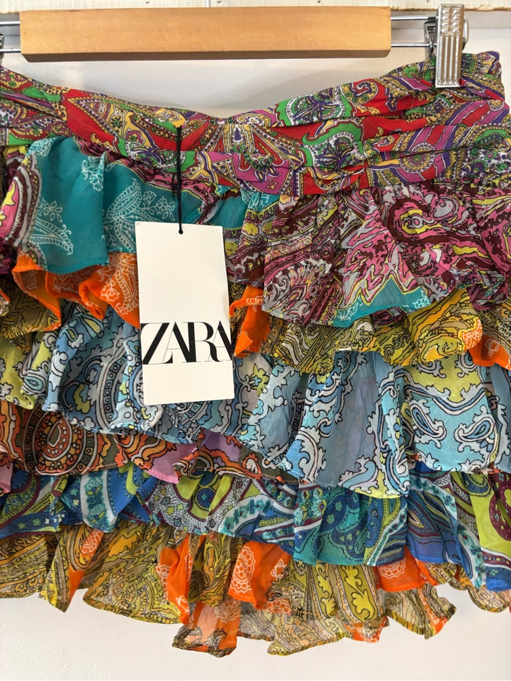 Zara Multicolor Paisley Ruffle Mini Skirt - Picture 6 of 11